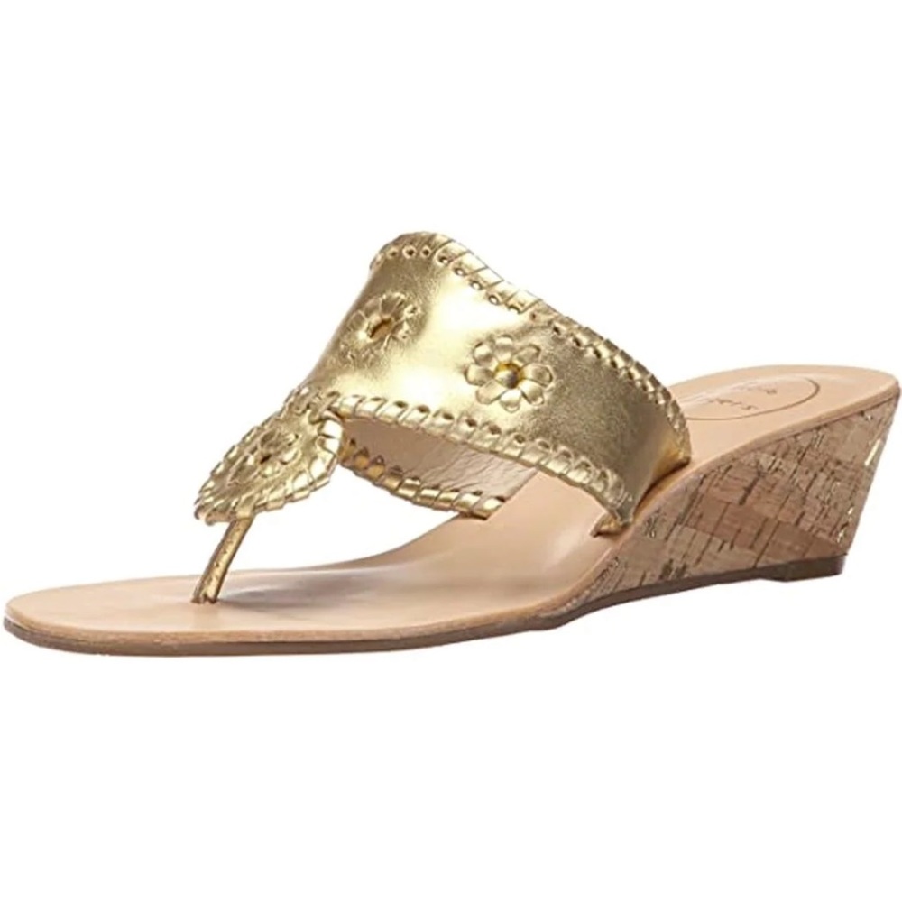 Jack Rogers Mid-Wedge Cork in Gold, Size 7